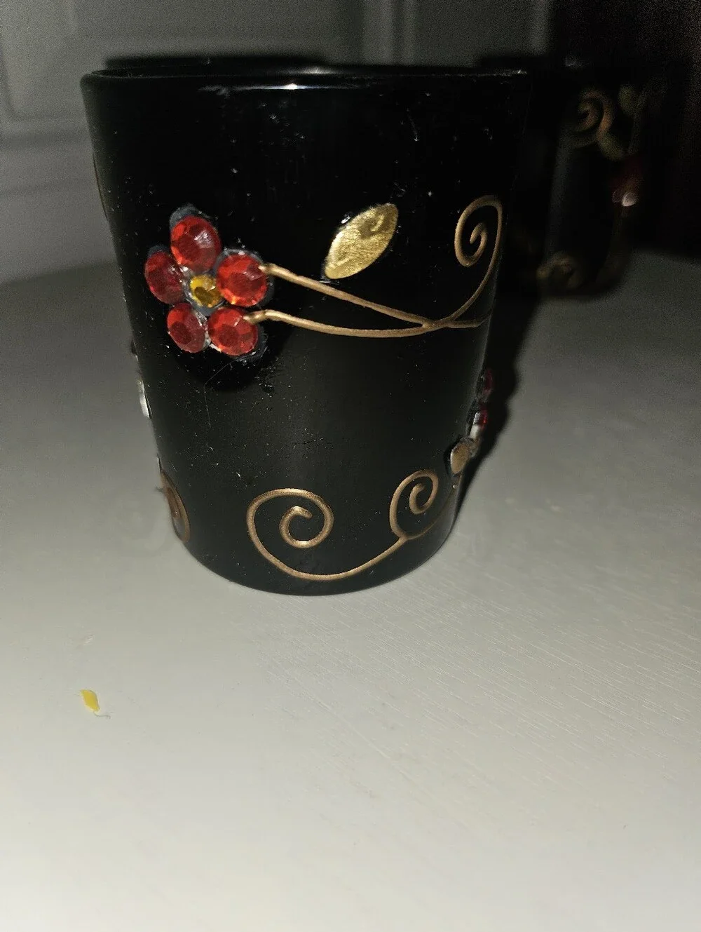 Black Glass Floral Candle Garden 4-Piece Set - New
